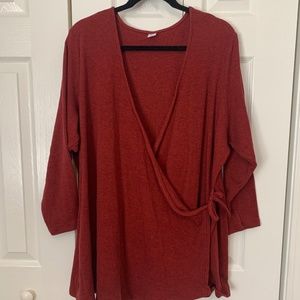Burnt Orange Wrap Sweater